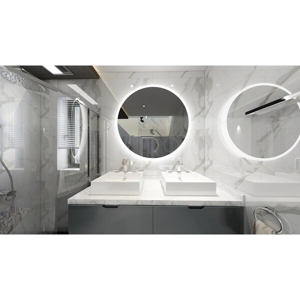 Ketcham 30 "H x 30 "W, LED Mirror , Mirror , Aluminum , ORB-30P